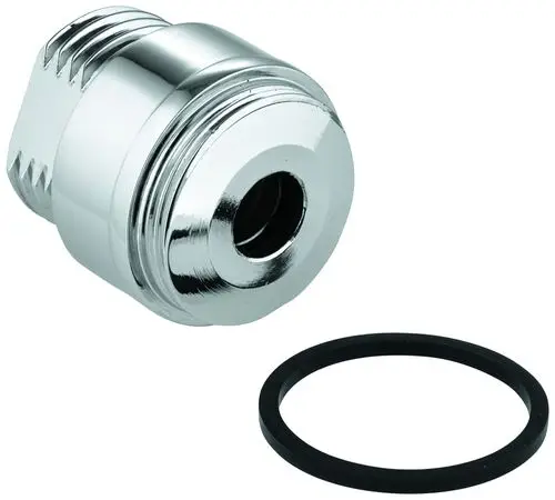 Chromfarbener Anschluss von Grohe mit Gewinde und O-Ring zur Verbindung. Eignet sich für Brauseanwendungen.