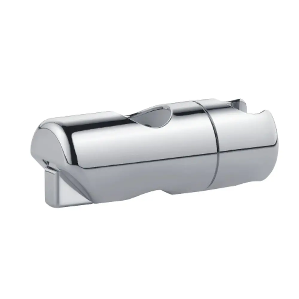 Chromfarbener Grohe Gleitelement für eine Brausestange, mit einer geschwungenen Form und einer Aussparung zur Befestigung.