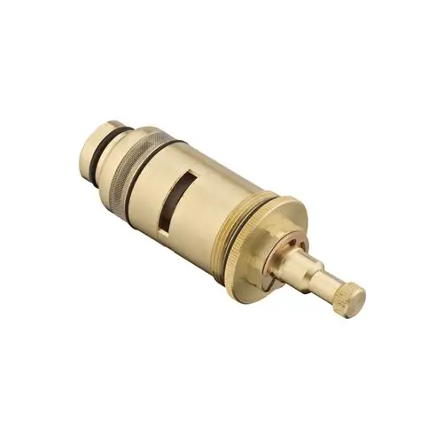Thermostat von Hansgrohe, mit einem zylindrischen Design und mehreren Anschlüssen, geeignet für Temperaturregelungen in Sanitäranlagen.