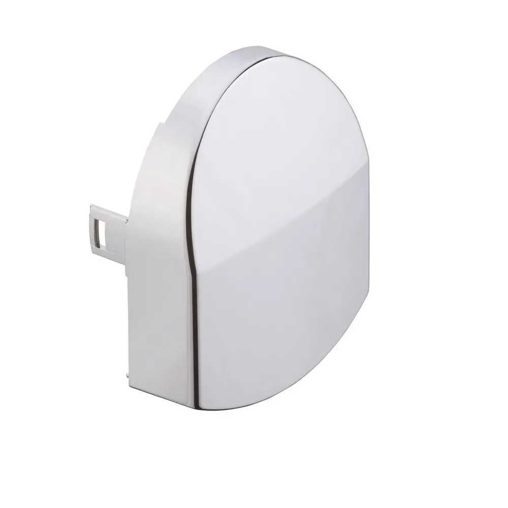 Chromfarbene Abdeckung von Hansgrohe mit runder Form, geeignet zur Installation an Wänden oder als Teil eines Sanitärsystems.