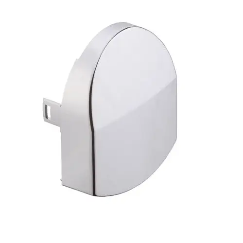 Chromfarbene Abdeckung von Hansgrohe mit runder Form, geeignet zur Installation an Wänden oder als Teil eines Sanitärsystems.