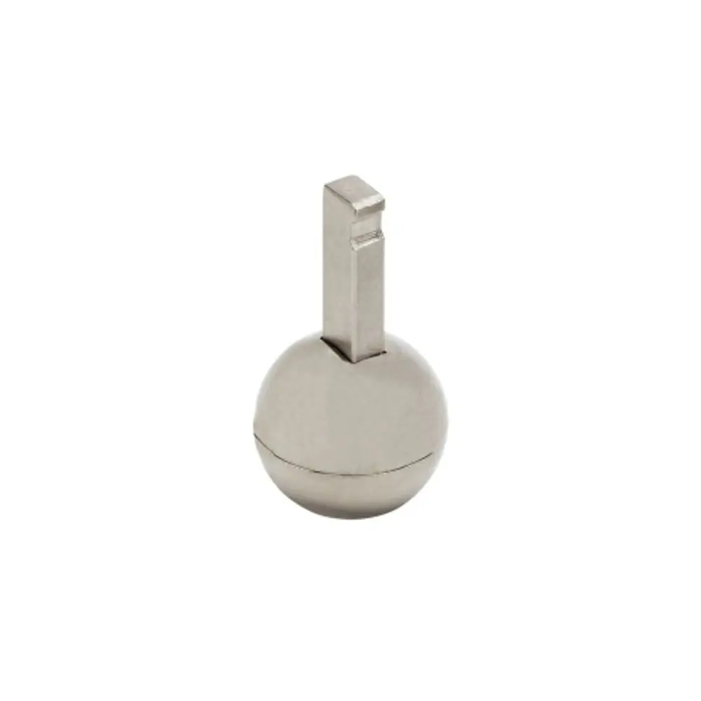 Steuerkugel von Hansgrohe mit einer runden Basis und einem kurzen, rechteckigen Oberteil. Keine Mundduschenanschlüsse sichtbar.
