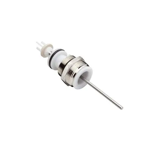 Hansgrohe Umsteller mit Rohrunterbrecher, bestehend aus Metall und Kunststoff, mit einem langen, schmalen Anschlussrohr und elektrischen Anschlüssen.