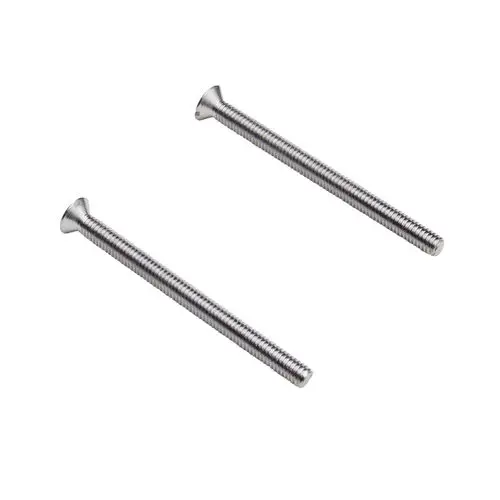 Zwei chromfarbene Linsensenkschrauben mit durchgehendem Gewinde, geeignet für verschiedene Anwendungen, hergestellt von Hansgrohe.