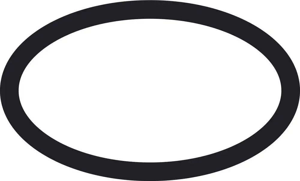 Schwarzer O-Ring mit ovaler Form und glatter Oberfläche auf weißem Hintergrund. Teil einer Dichtungslösung von Hansgrohe.