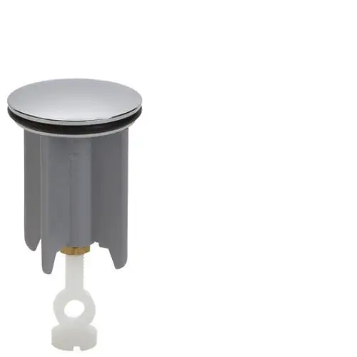 Chromfarbener Flügelstopfen mit runder Oberfläche und verstellbarem Mechanismus, produziert von Hansgrohe, geeignet für Waschbecken oder Wannenabläufe.