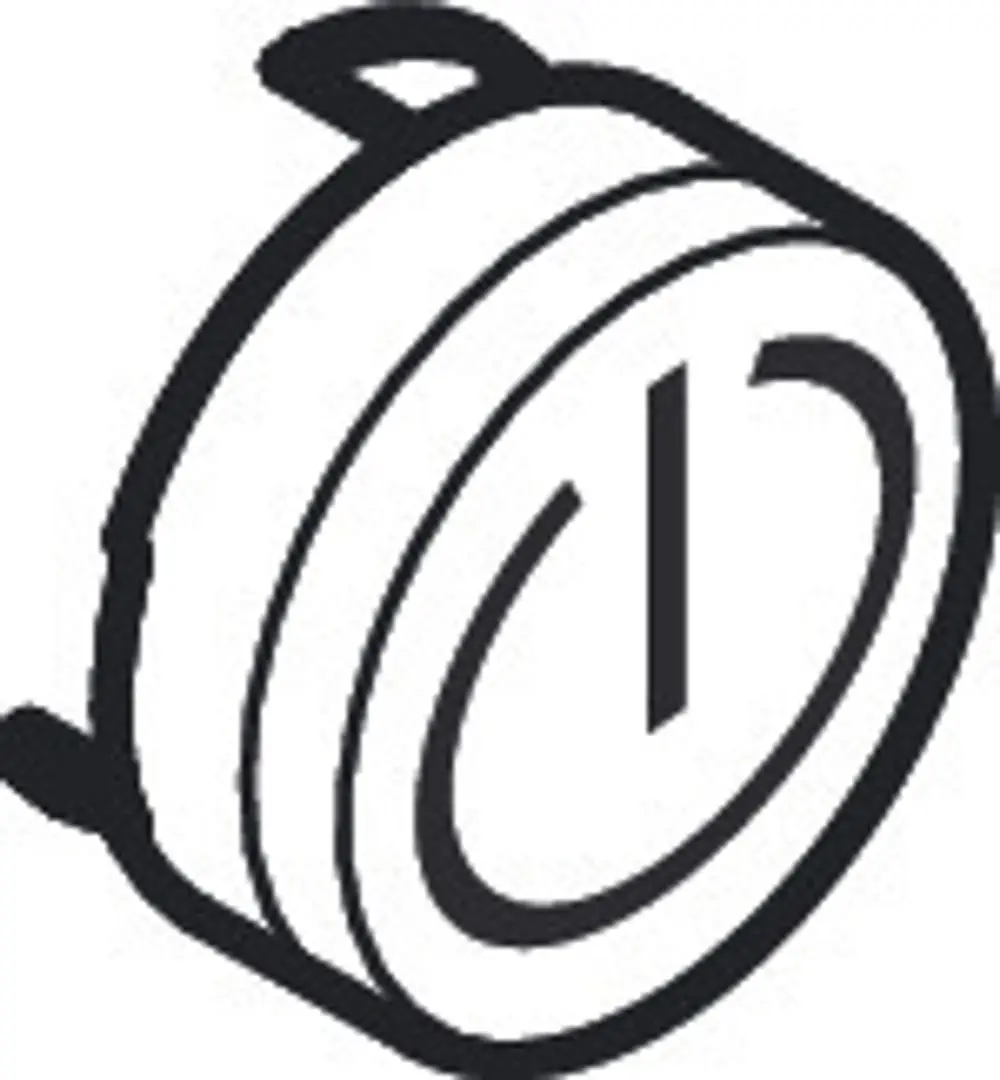 Symbol für Druckknopf ON/OFF in weißer Farbe, hergestellt von Hansgrohe. Das Design zeigt eine klare Darstellung des Schaltstatus.