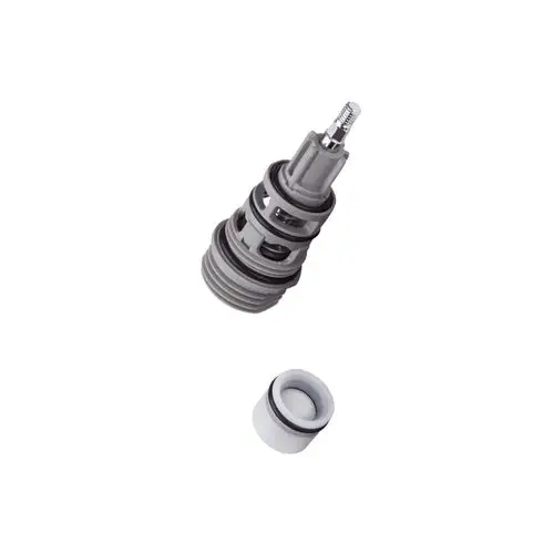 Umstellventil von Hansgrohe, bestehend aus einem grauen Element mit Ringen und einem weißen Dichtungsring, für die Verwendung in Sanitäranlagen.