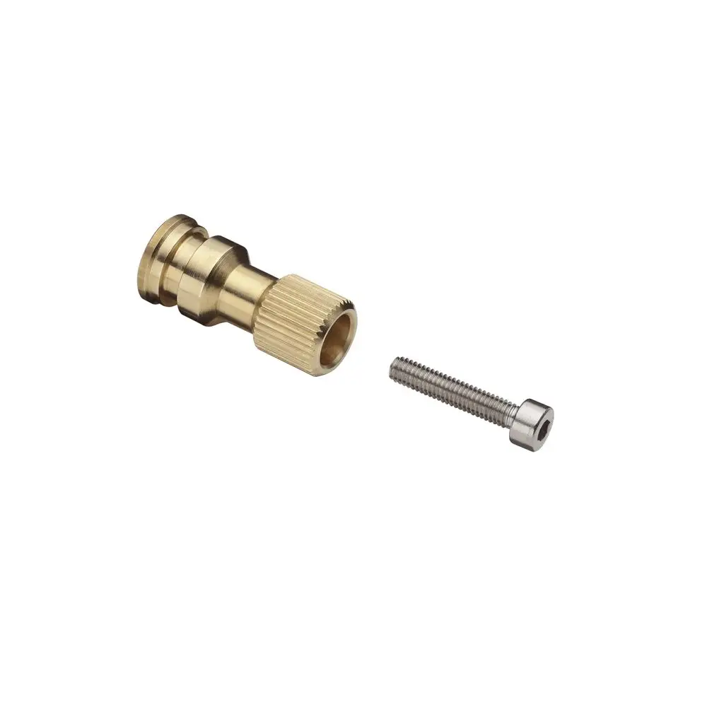 Hansgrohe Spindeladapter, Metallkomponente mit Gewinde sowie dazugehöriger Schraube, zur Verbindung mit Thermostatventilen.