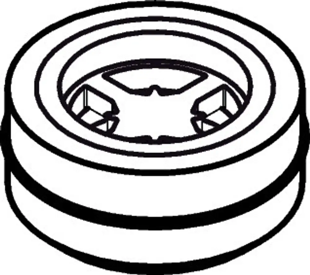 Durchflussbegrenzer mit kreisförmigem Design und quadratischer Innenstruktur, gefertigt von Hansgrohe. Eignet sich zur Steuerung des Wasserflusses.