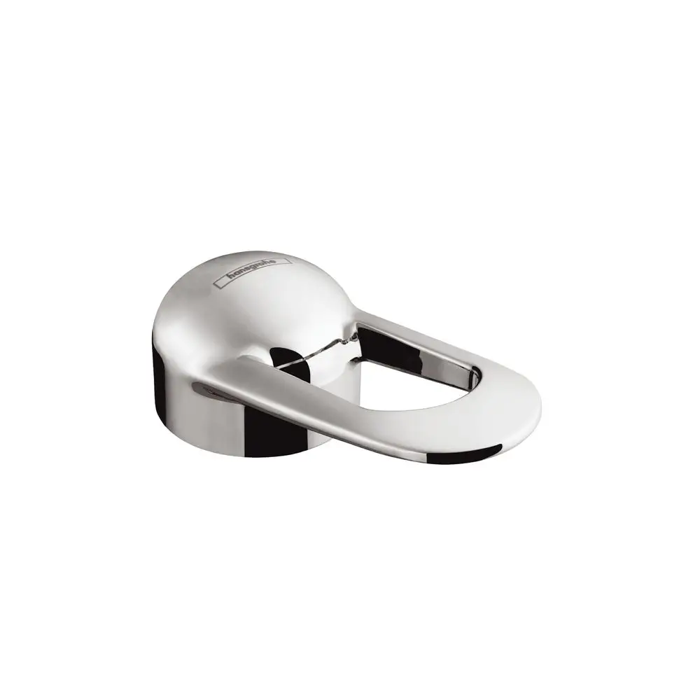 Runder, metallischer Hansgrohe Griff mit einer Öffnung und glatter Oberfläche, geeignet für verschiedene Anwendungen in Badezimmern oder Küchen.