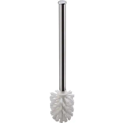 Bürste mit langen weißen Borsten und schmalem Edelstahlstiel, geeignet für die Reinigung von WCs. Produktdesign von Hansgrohe.