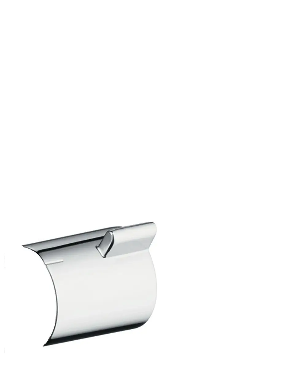 Thermostatgriff aus Chrom mit ergonomischem Design, hergestellt von Hansgrohe. Der Griff zeigt eine seitliche Steuerung für die Temperatureinstellung.