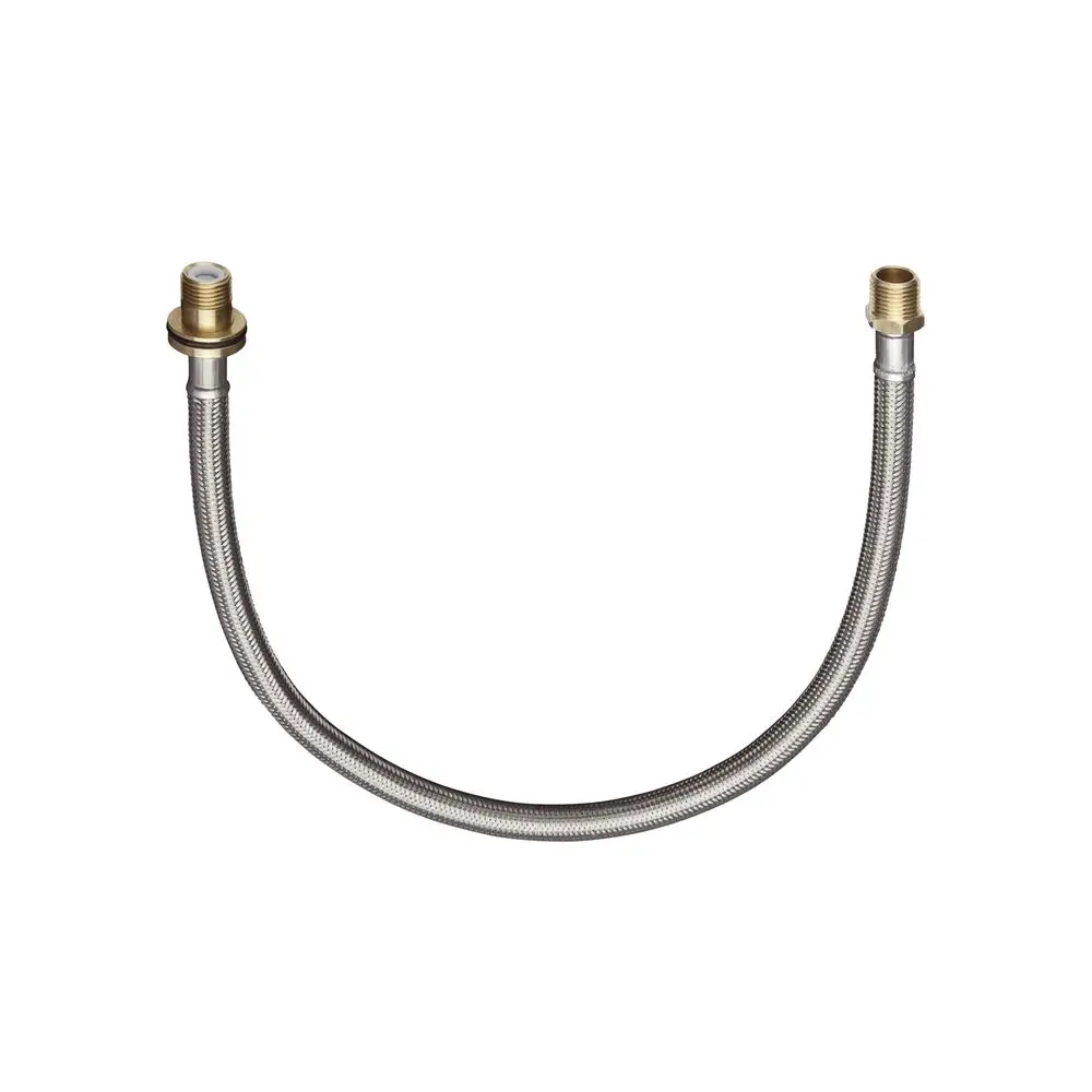 Flexible Verbindungsschlauch mit Metallgeflecht, geeignet für Sanitärinstallationen, hergestellt von Hansgrohe.