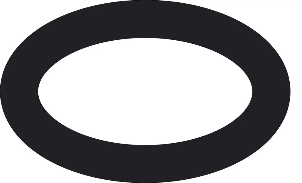 Schwarzer O-Ring in ovaler Form, wahrscheinlich aus Gummi oder Kunststoff, präsentiert vor hellem Hintergrund, geeignet für Anwendungen von Hansgrohe.
