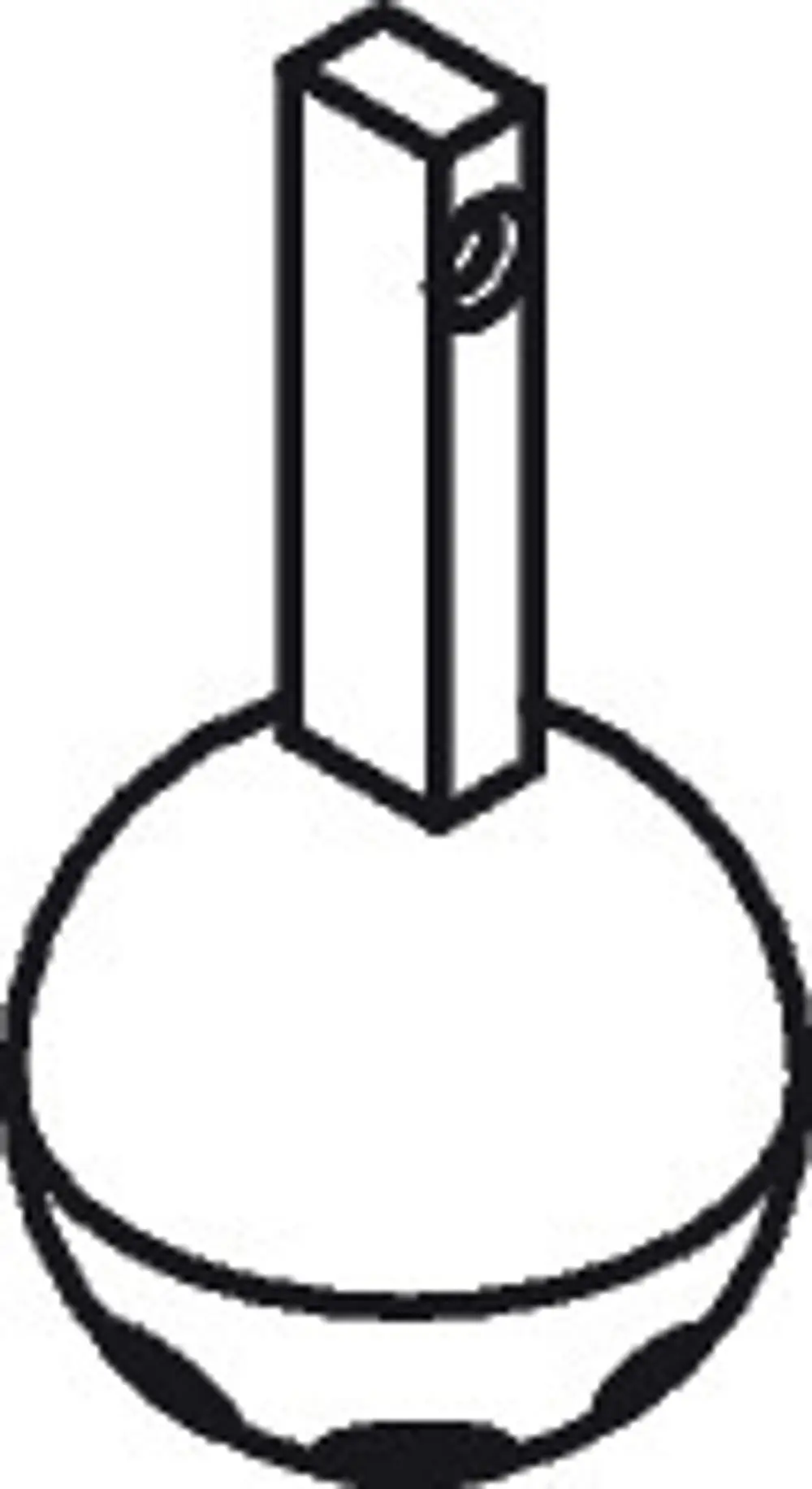 Runde Steuerkugel mit senkrechtem Stift auf der Oberseite, passend für drucklose Armaturen, integriert in das Hansgrohe System.