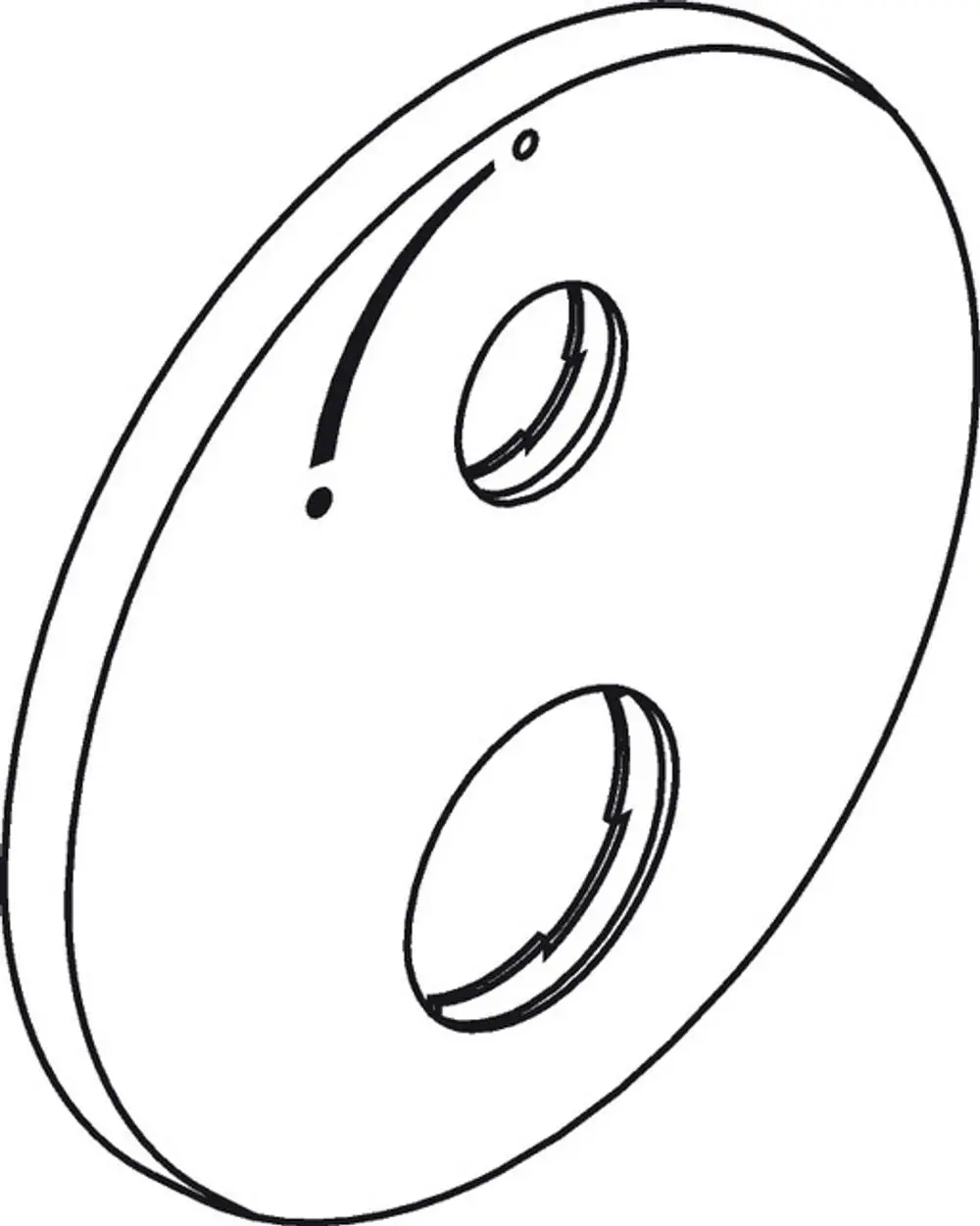 Rosette von Hansgrohe mit zwei Öffnungen, eine davon mit einer Kennzeichnung, zur Verwendung mit einem universal Absperrventil.
