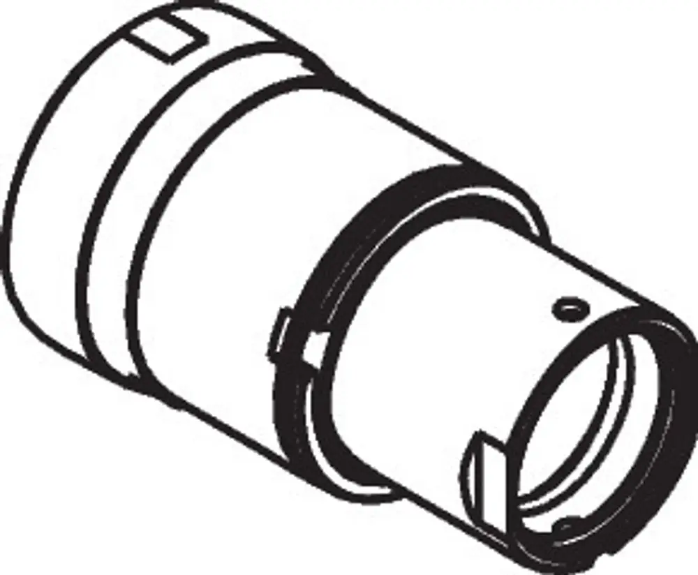 Abgebildet ist eine Heizkartusche von Hansgrohe, die mit einem Verbindungselement zur Wasserleitung arbeitet. Die Konstruktion ist zylindrisch mit speziellen Sicherheitsfunktionen.