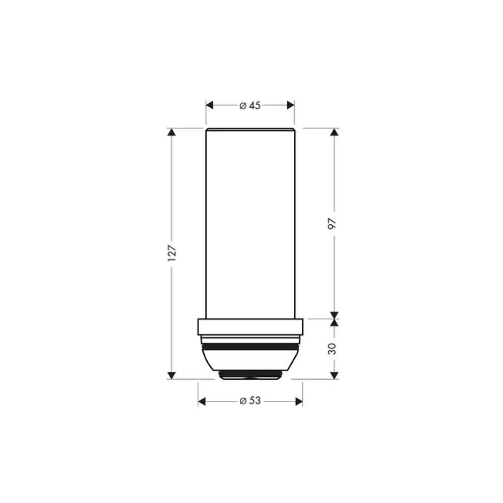 Gerade Form mit klaren Linien, möglicherweise Teil eines Sanitärsystems von Hansgrohe. Darstellung einer Verlängerung für einen Wannenmischer in neutralem Design.