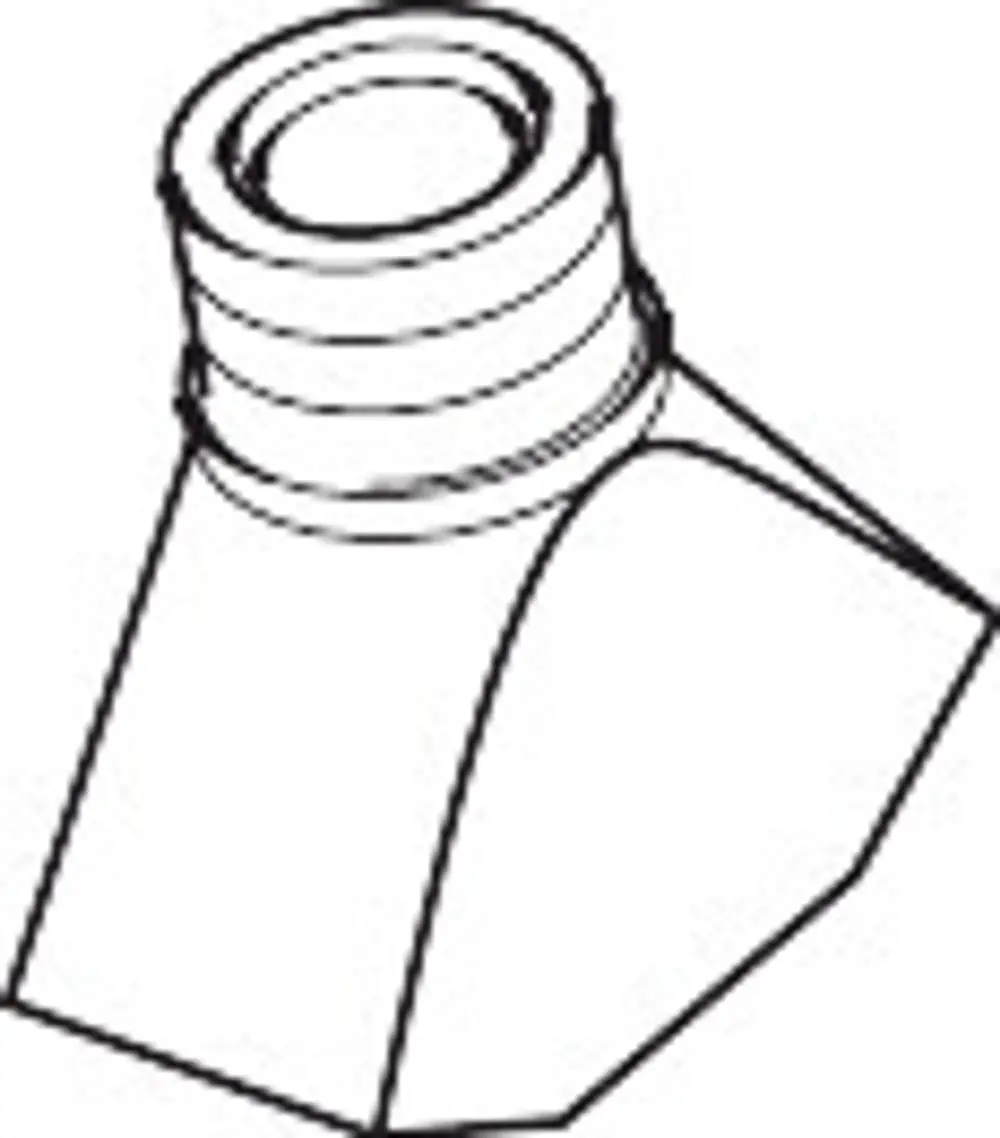 Anschlusswinkel in geometrischer Form, visuell dargestellt, hergestellt von Hansgrohe. Er dient zur Verbindung von Rohrleitungen in sanitären Anlagen.