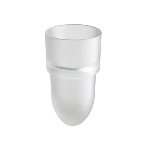 Transparenter WC-Glaseinsatz von Hansgrohe, in mattem Design mit abgerundetem Fuß, geeignet für die Verwendung in Badezimmern.