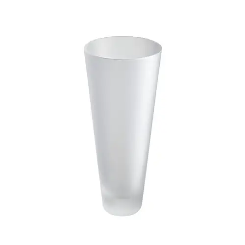 Weißer Zahnbecher aus Kunststoff mit einem modernen, konischen Design. Gefertigt von Hansgrohe, geeignet für Badezimmeranwendungen.
