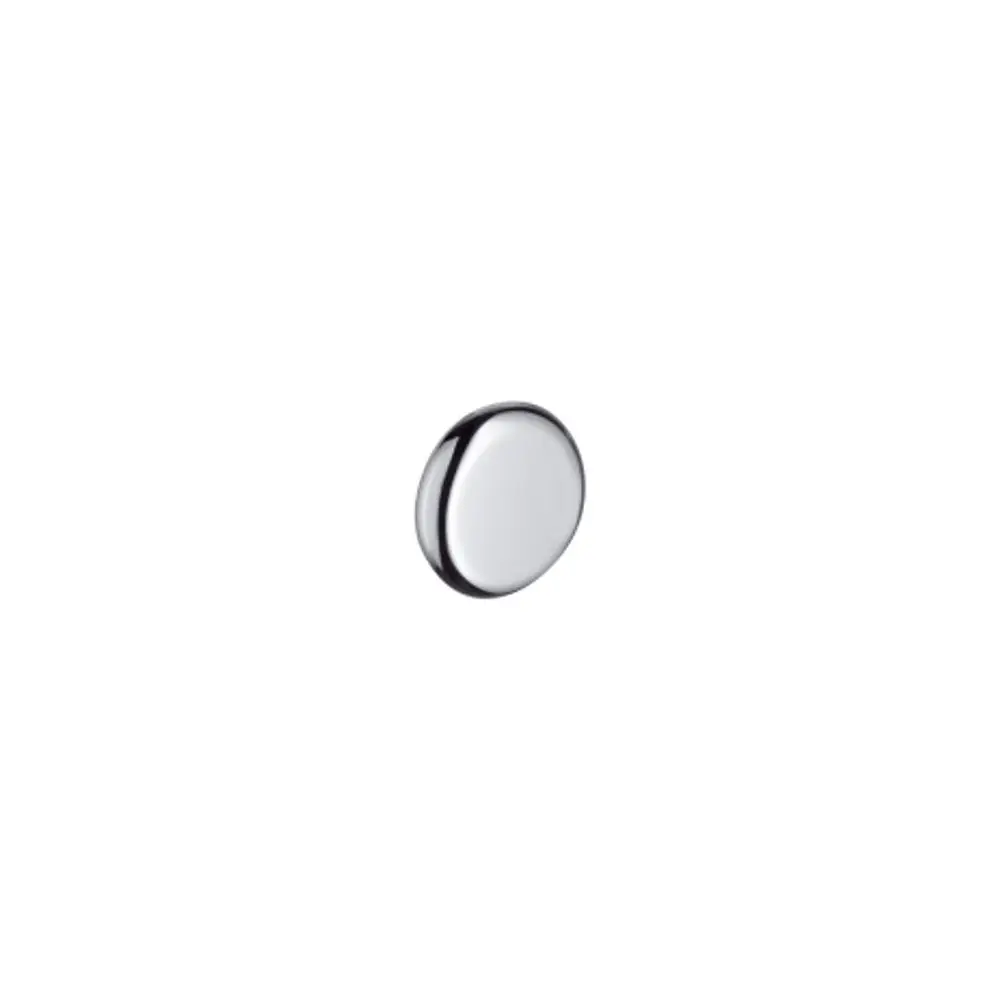 Runde chromfarbene Abdeckkappe für Griff, passend zu Bad- und Küchenarmaturen von Hansgrohe. Eignet sich zur Abdeckung von Montageöffnungen. Minimalistisches Design.