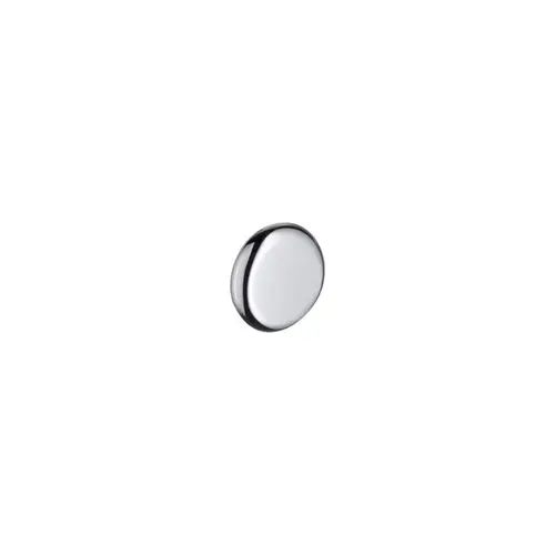 Polierter runder Griff aus Nickel, hergestellt von Hansgrohe, mit glatter Oberfläche, auf weißem Hintergrund.