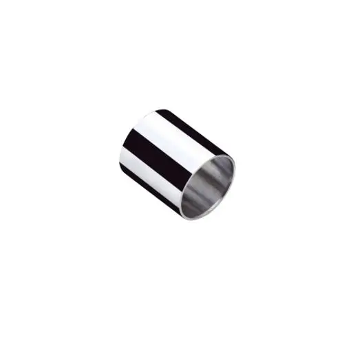 Chromfarbige Sicht-Hülse von Hansgrohe mit vertikalen Schwarz-Weiß-Streifen in einer runden, zylindrischen Form.
