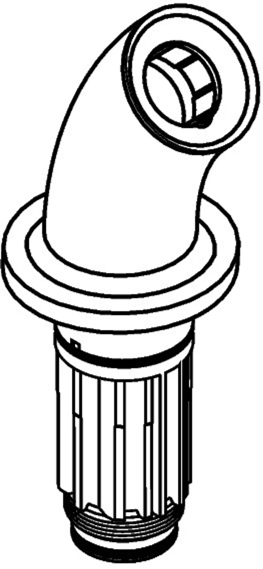 Hansgrohe Wasserhahn mit einer gebogenen Auslaufdüse und einem gewindeteiligen unteren Bereich zur Verbindung mit der Armatur.