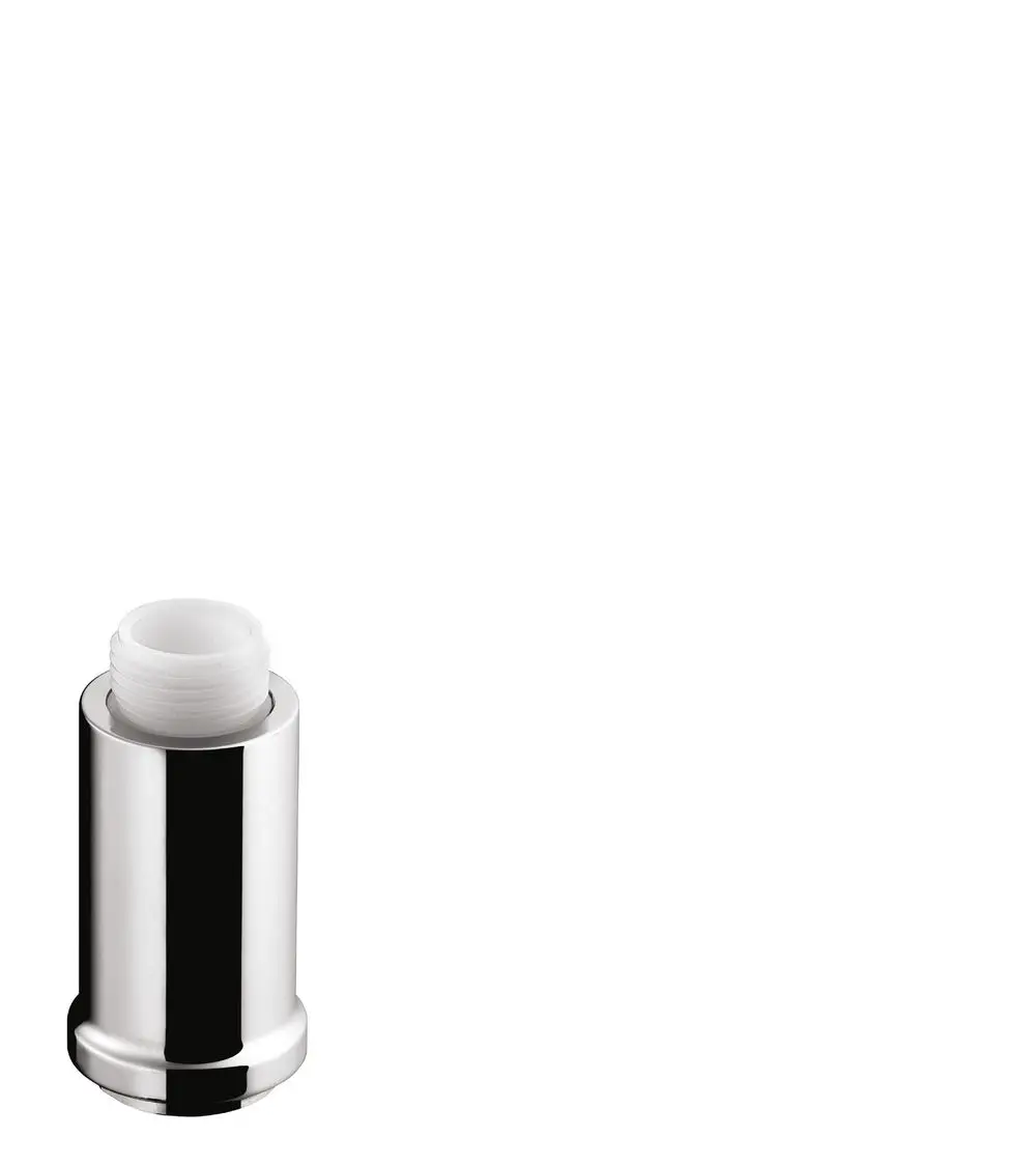 Chromfarbener Auslauf mit kugelförmigem Design, geeignet für Waschbecken-Armaturen von Hansgrohe. Einfacher Zugang zur Wasserentnahme.