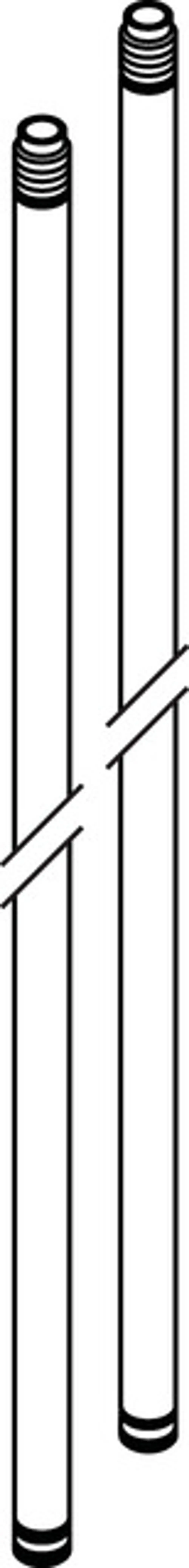 Zwei gerade Rohre mit Gewinde an den Enden, die sich kreuzen. Sie gehören zum HG Anschlussrohr Set der Marke Hansgrohe.