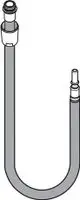 HG Schlauch mit zwei Anschlussstücken, geeignet für Spültischmischer. Das Produkt stammt von Hansgrohe und hat eine gebogene Form.