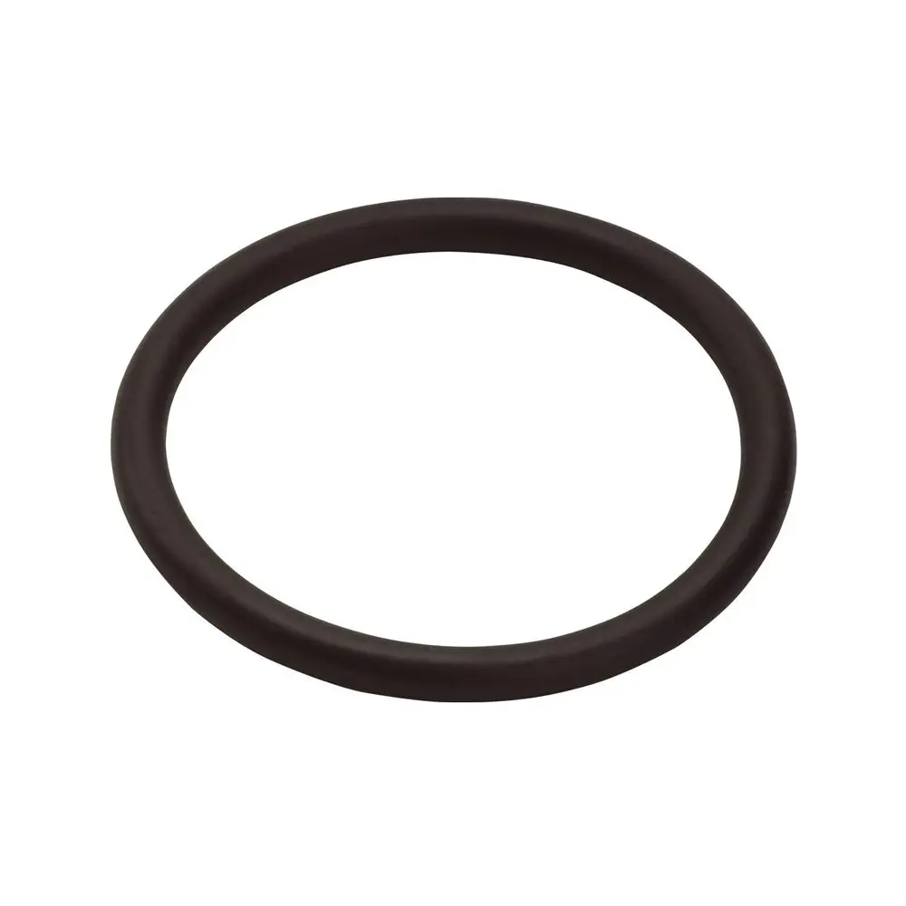 Schwarzer O-Ring vor weißem Hintergrund, geeignet für Dichtungsanwendungen. Produkt von Hansgrohe.