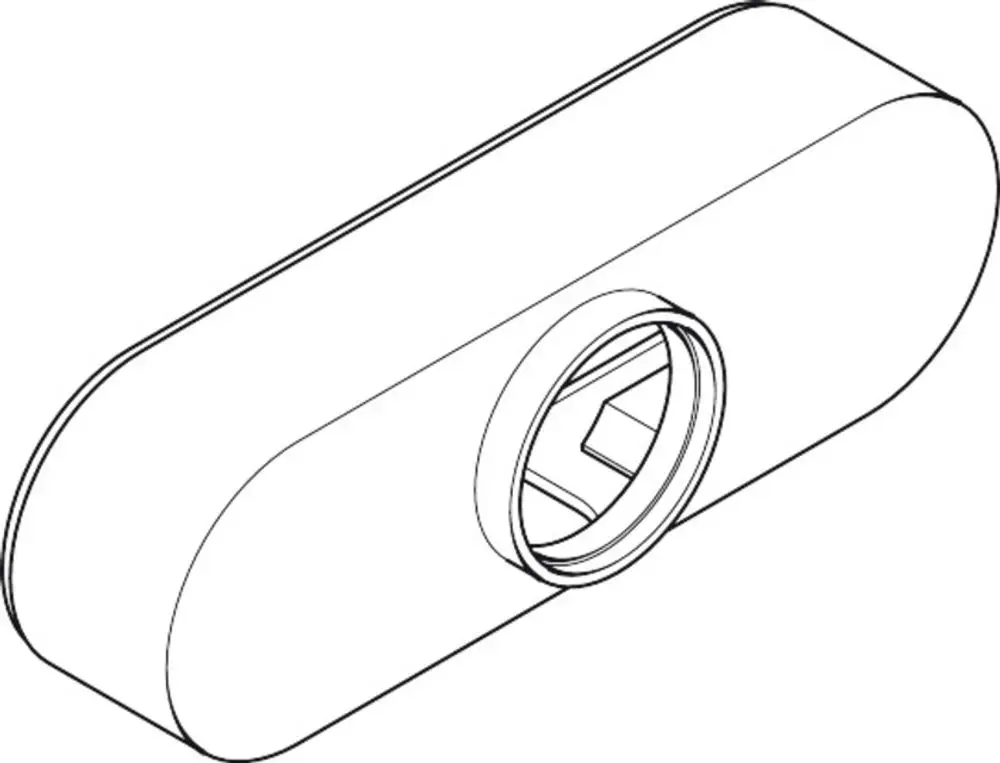 Weißer Aufsatz für einen Wannen- und Brausenmischer von Hansgrohe, mit runder Öffnung in der Mitte zur Befestigung oder Montage. Leicht gewölbte Form.
