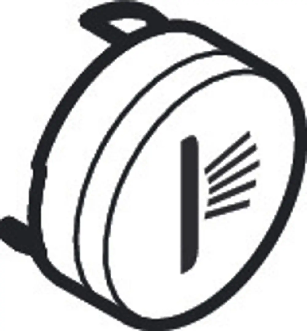 Schwarzer Druckknopf mit einem Symbol für eine Seitenbrause, geeignet für die Montage in Duschen. Teil der Produktlinie von Hansgrohe.