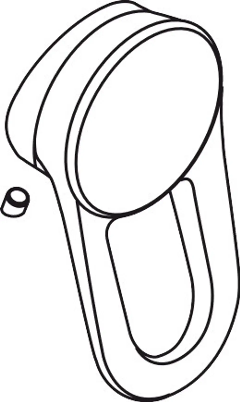 Hansgrohe Griff in chrom für Wannen- und Brausenmischer, mit ovaler Form und integrierter Halterung. Separates kleines Element sichtbar.