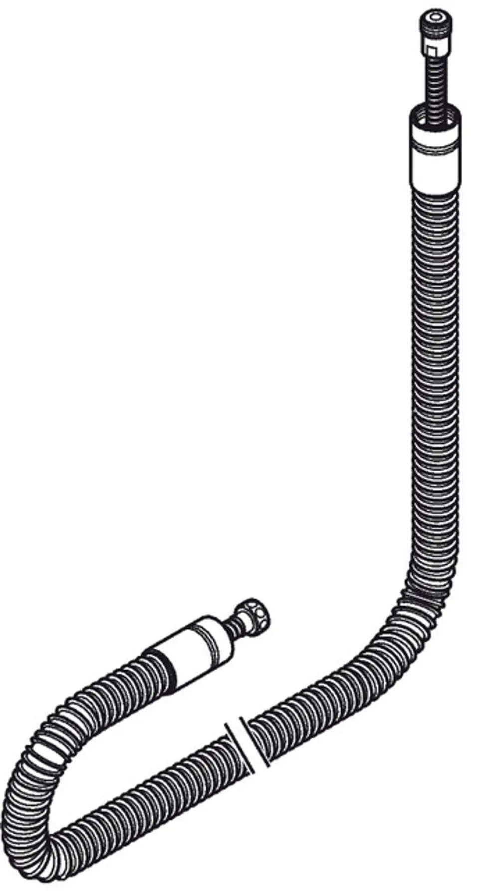Flexible Chrom-Duschschlauch von Hansgrohe, gekrümmte Form mit zwei Anschlussenden zur Montage, für die Verwendung mit Duschsystemen geeignet.