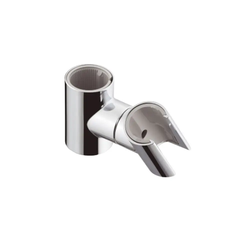 Chromfarbener Duschelement von Hansgrohe mit einem gebogenem Ende. Das Produkt ist für die Verbindung und Verstellung von Duschsystemen geeignet.