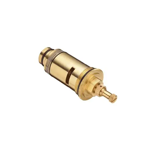 Hansgrohe Regler, eine metallische, zylindrische Einheit mit einem bedienbaren Ventil, geeignet für Duschanwendungen. Es zeigt ein schlichtes Design in glänzendem Goldton.