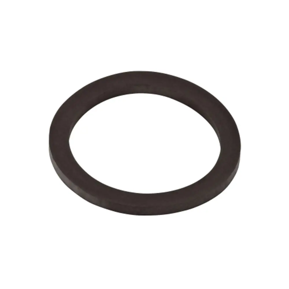 Schwarze Dichtung aus Gummi, ringförmig, mit glatter Oberfläche, geeignet für Sanitäranwendungen. Hansgrohe-Produkt zur Gewährleistung von Dichtheit in Rohrleitungen.