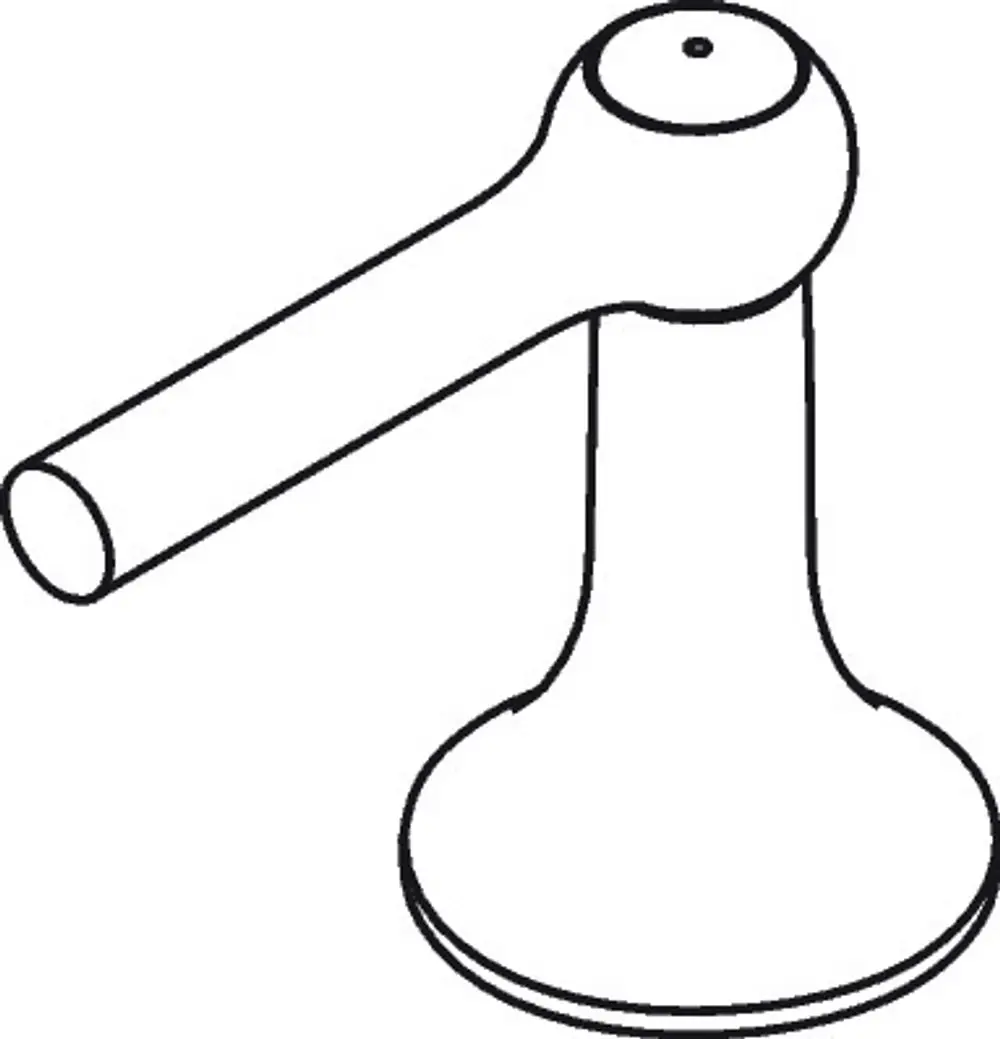 Hansgrohe Griff, einfaches Design mit einem langen Hebel und runder Basis, typischer Einsatz in Bad- oder Duscharmaturen für die Warmwasserseite.