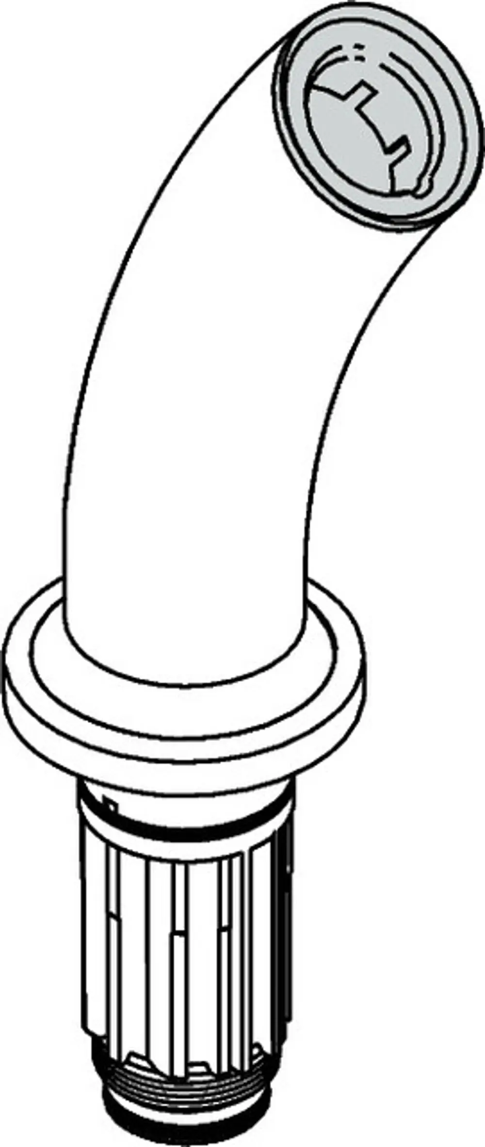 Chromfarbener Auslauf mit gebogenem Design und Gewindeanschluss, hergestellt von Hansgrohe.