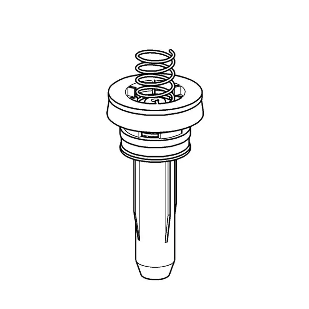 GROHE Kolben mit Feder, in einer kompakten Bauform. Das Produkt zeigt einen zylindrischen Körper mit oben montierter Feder und einer Befestigungsplatte.
