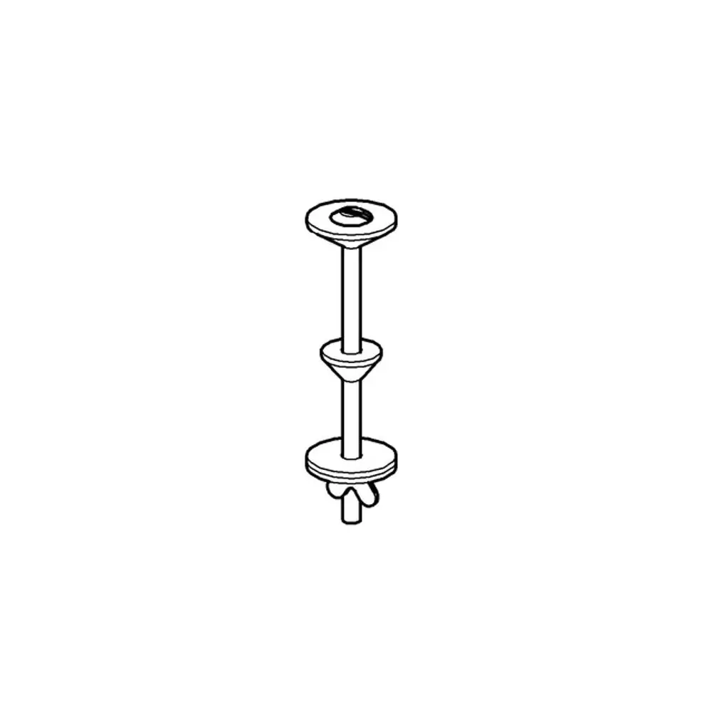 Befestigungselement von Grohe, bestehend aus einer vertikalen Stange mit zwei runden Platten oben und unten sowie einer Schraube, die zur Montage verwendet wird.