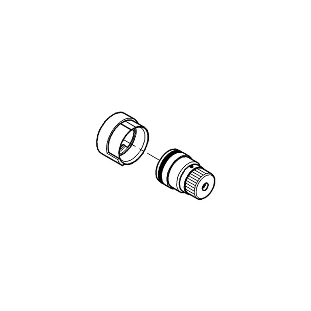 Grohe Zubehörteil bestehend aus einem Anschlagring und einer Reguliermutter, dargestellt in schematischer Ansicht mit separaten Komponenten.