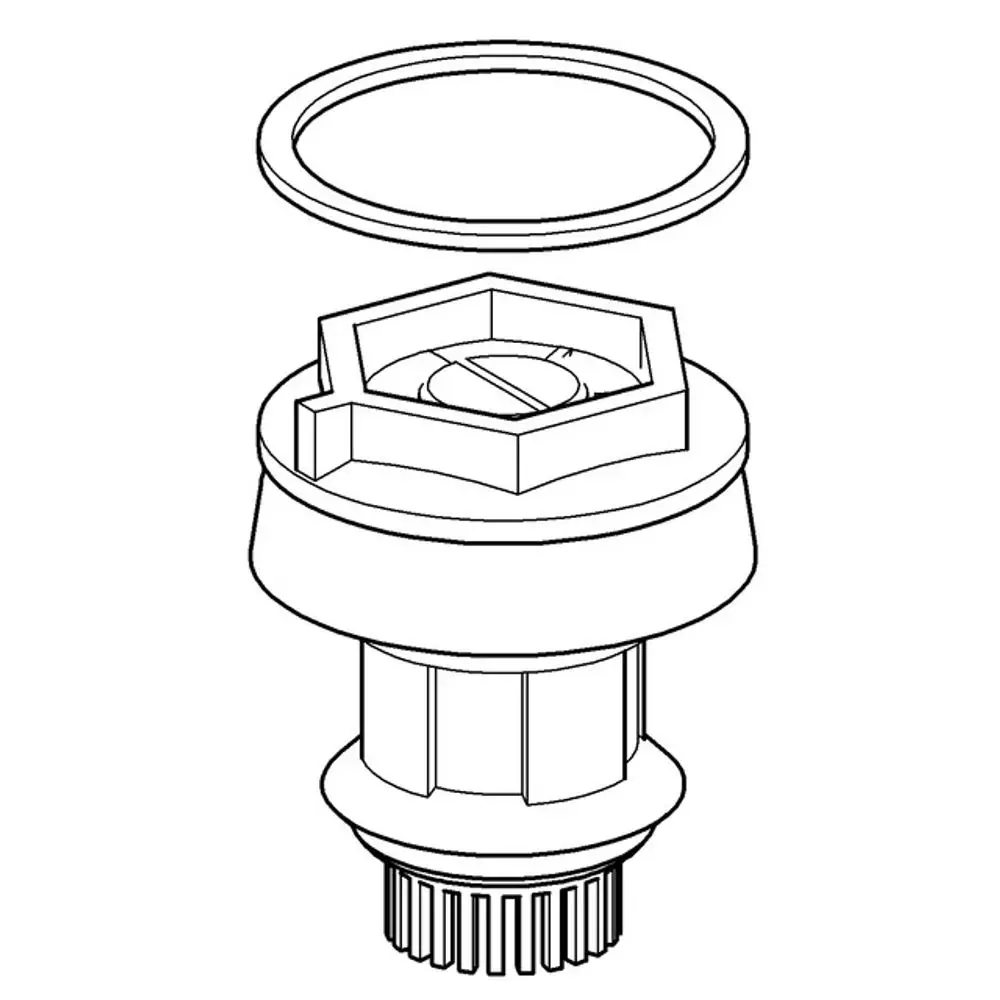 GROHE Kolben für WC-Druckspüler Aufputz, bestehend aus einem zylindrischen Gehäuse mit einer hexagonalen Oberseite und einem Dichtungsring oben.
