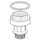 GROHE Kolben für WC-Druckspüler Aufputz, bestehend aus einem zylindrischen Gehäuse mit einer hexagonalen Oberseite und einem Dichtungsring oben.