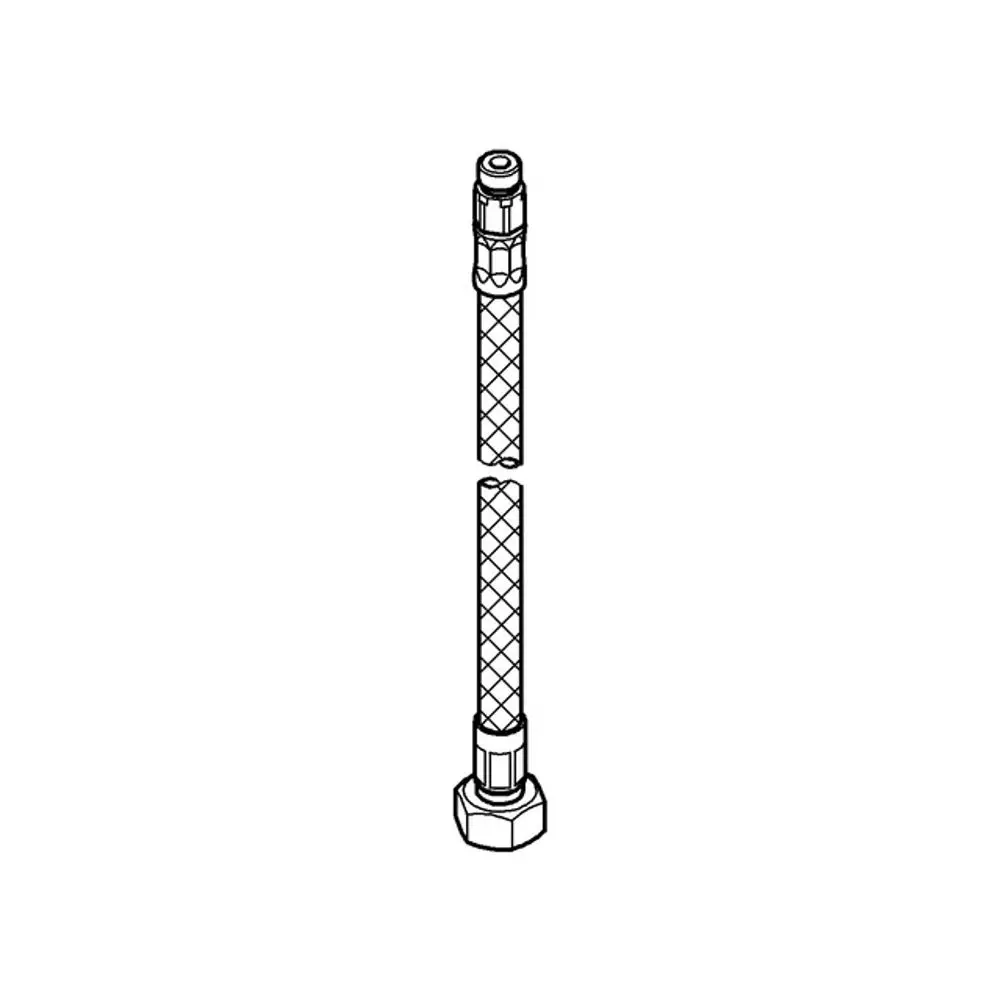 Flexibler Druckschlauch von Grohe mit gewinkeltem Anschluss und geflochtener Oberfläche, geeignet für Sanitärinstallationen.