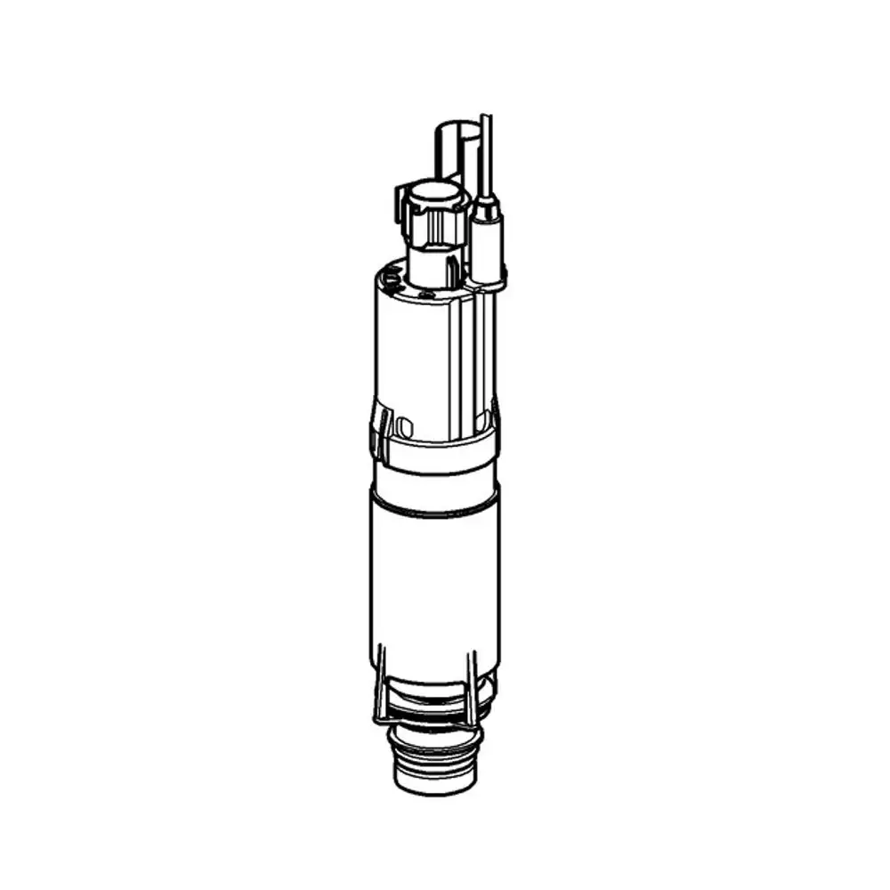 GROHE Ablaufventil in gerader Form, mit Anschlussleitungen und einem unteren Auslass. Geeignet für den Einbau in einen 2-Mengen-Spülkasten.